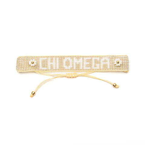 CHI O Silver Metallic Beaded Bracelet