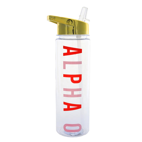 Alpha Omicron Pi Flip Top Water Bottle with Gold Lid