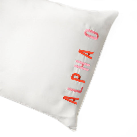 Alpha Omicron Pi Embroidered Satin Pillowcase