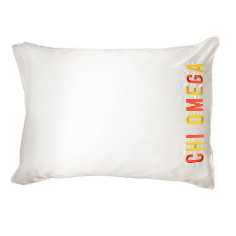 Chi Omega Embroidered Satin Pillowcase