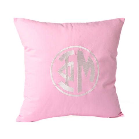 Phi Mu Circle Monogram Pillow