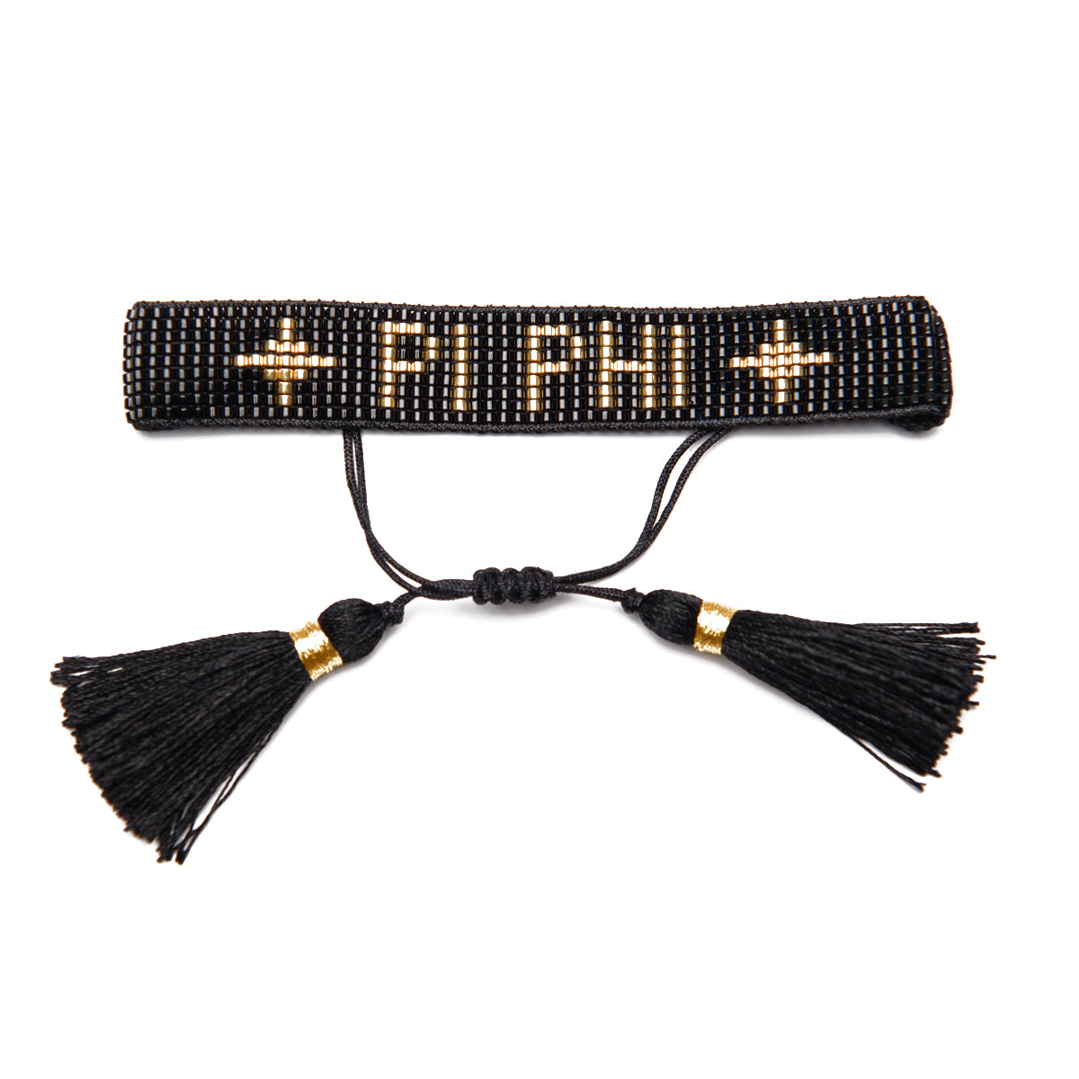 PI PHI Black and Gold Metallic Beaded Bracelet