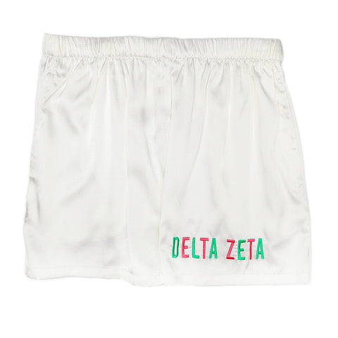 Delta Zeta Embroidered Satin Short