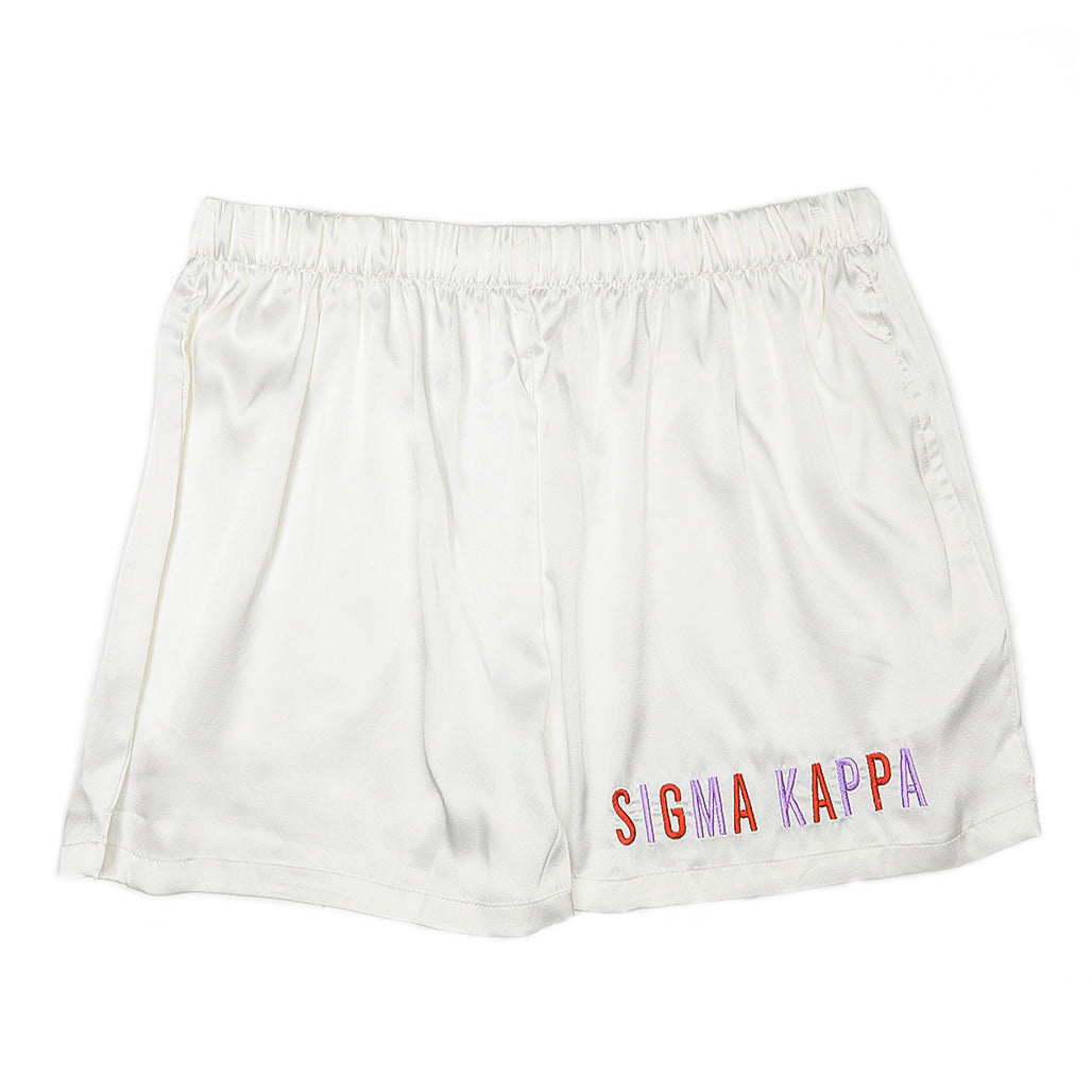 Embroidered Satin Short