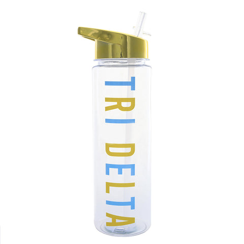 Tri-Delta Flip Top Water Bottle with Gold Lid