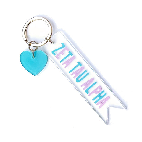 Zeta Tau Alpha Acrylic Heart Keychain