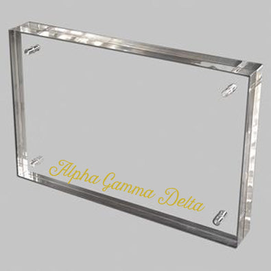 Alpha Gamma Delta Acrylic Frame with Gold Foil Lettering
