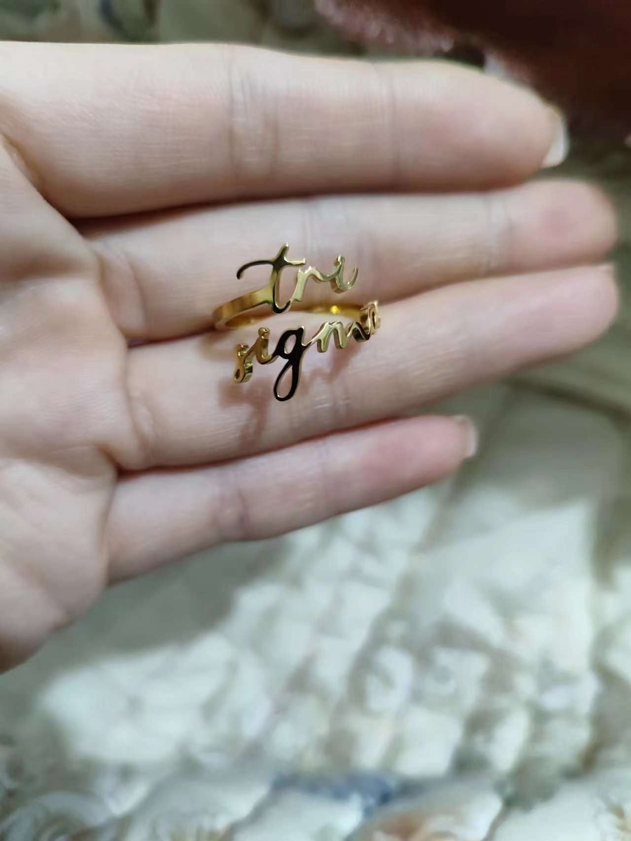 Romantic Script Adjustable Ring