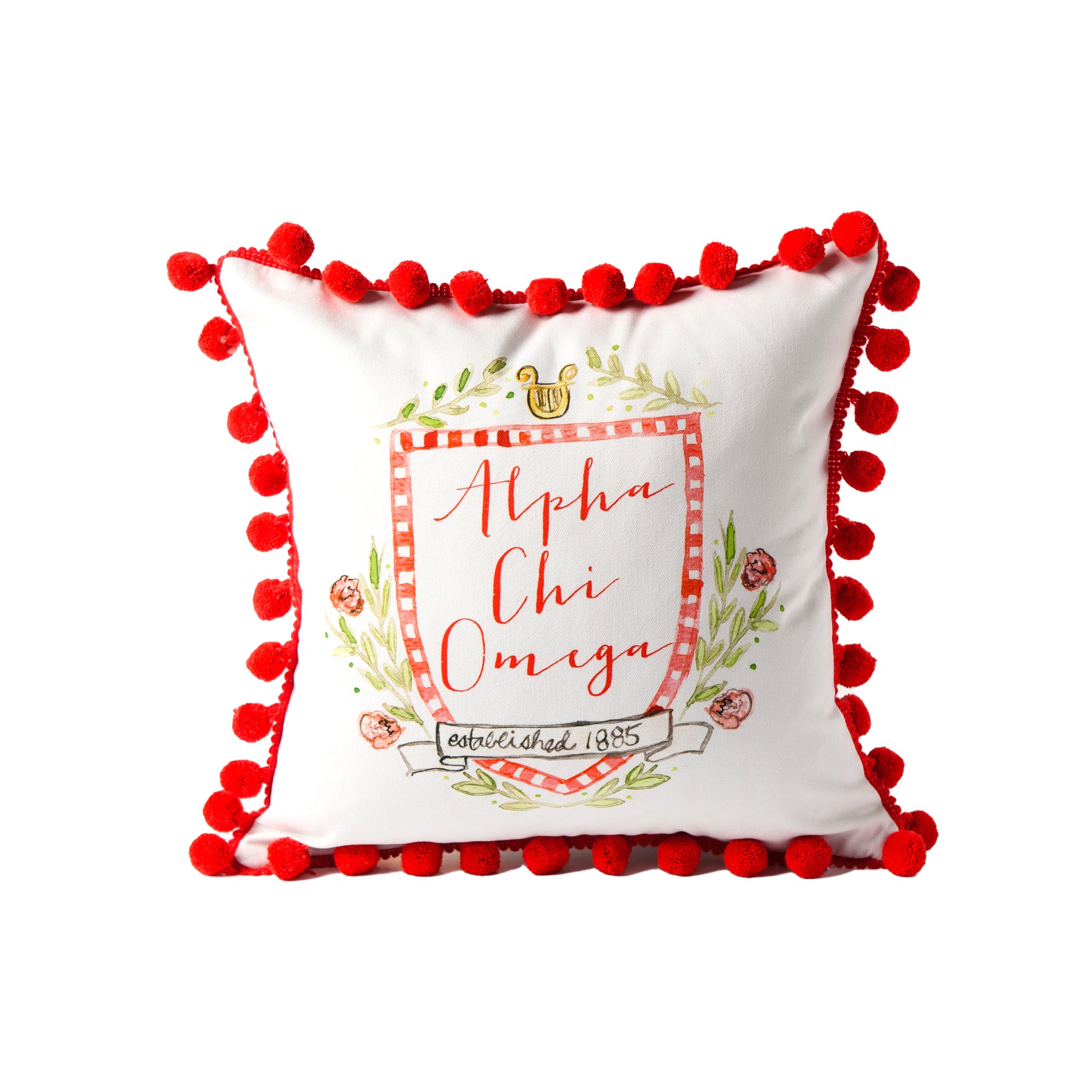 Alpha Chi Omega Pom Pom Pillow