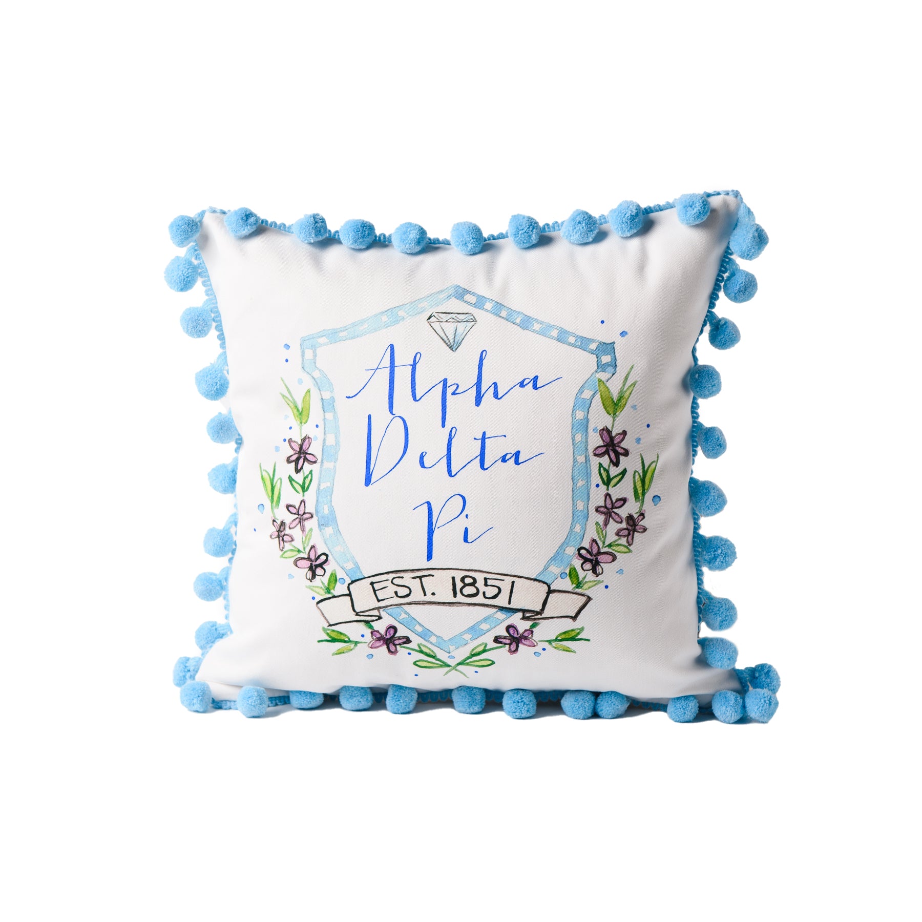 Alpha Delta Pi Pom Pom Pillow