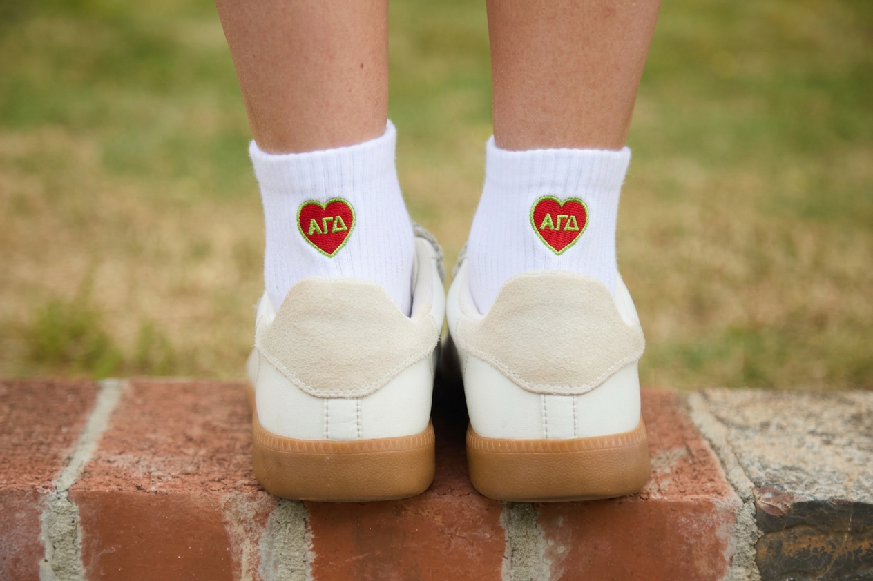 Sorority Heart Back Quarter Socks