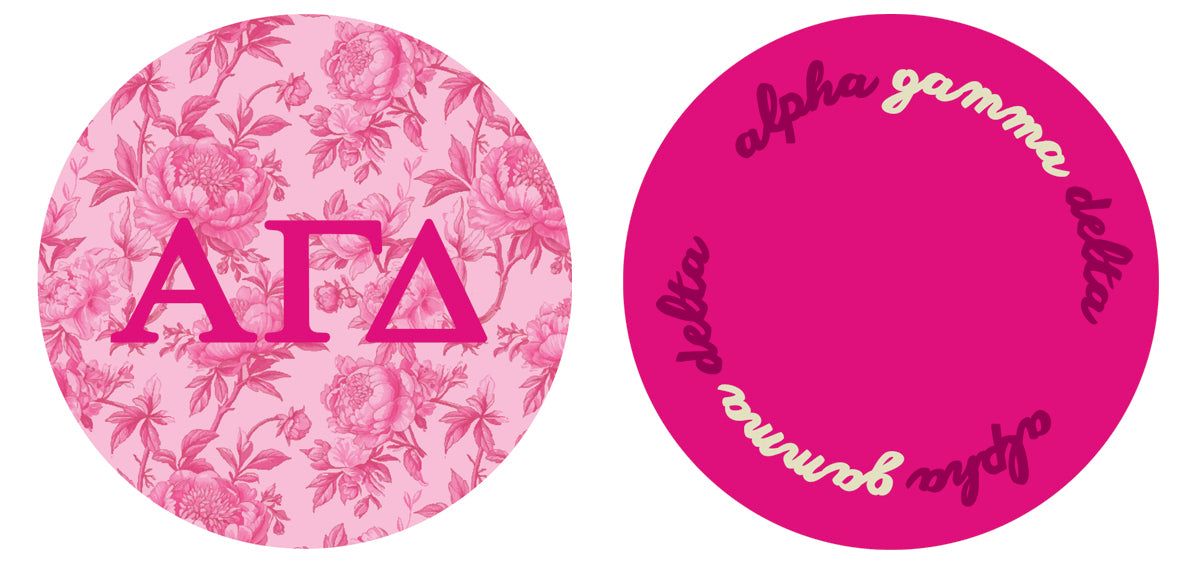 Alpha Gamma Delta Reversible Sided Acrylic Floral Coaster