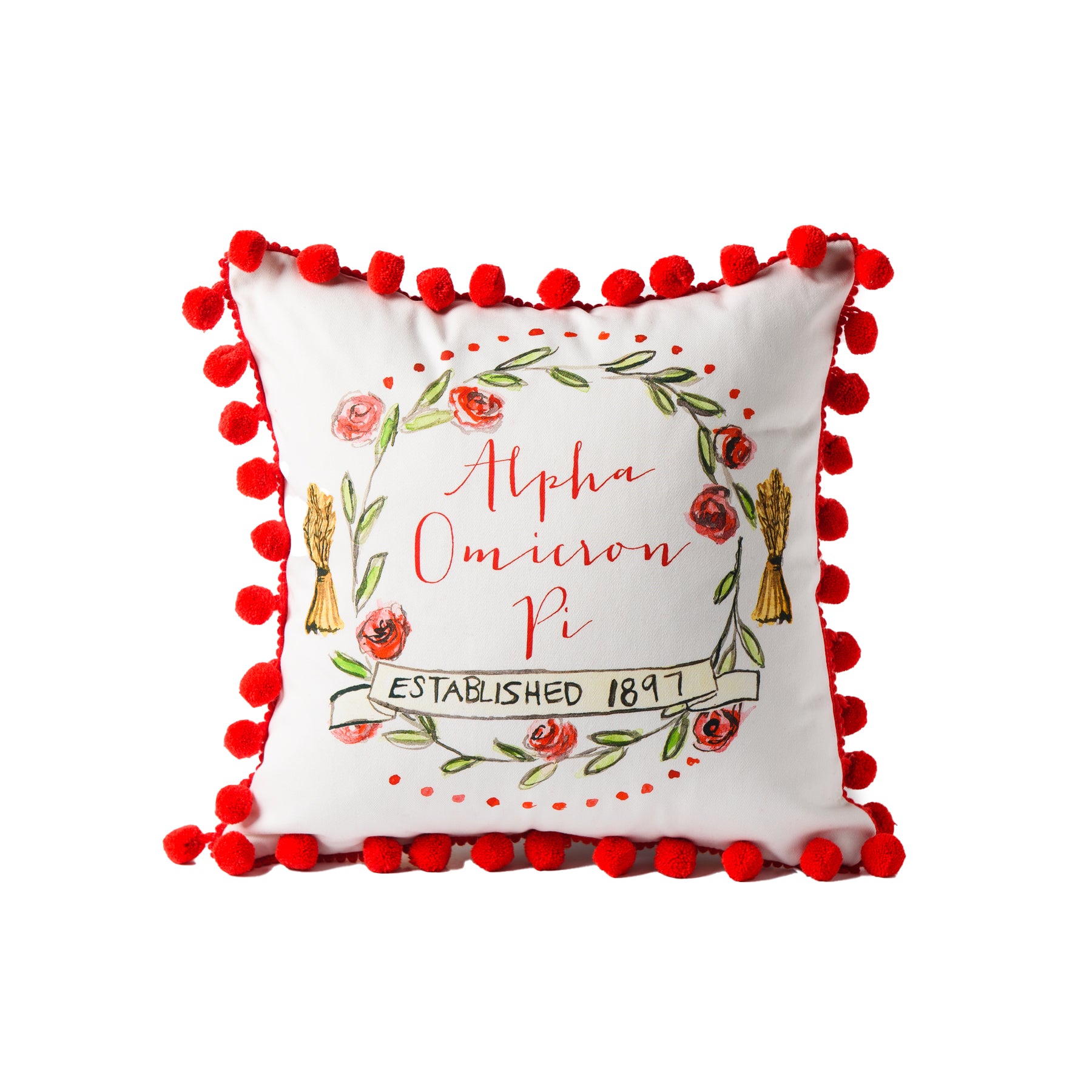 Alpha Omicron Pi Pom Pom Pillow