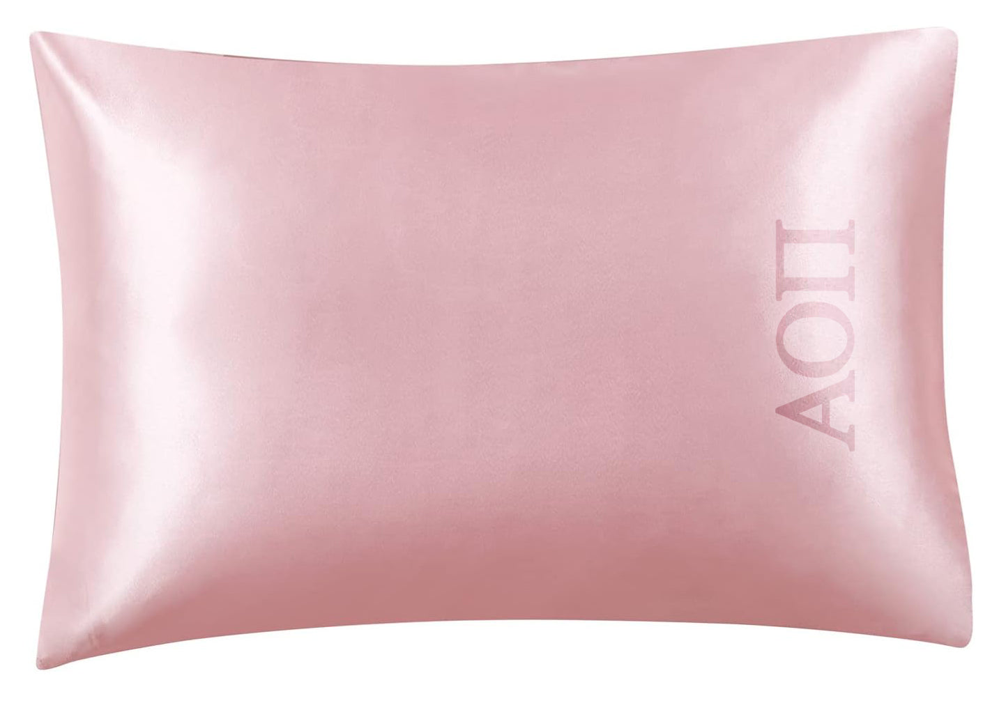 Alpha Omicron Pi Pink Embroidered Satin Pillowcase