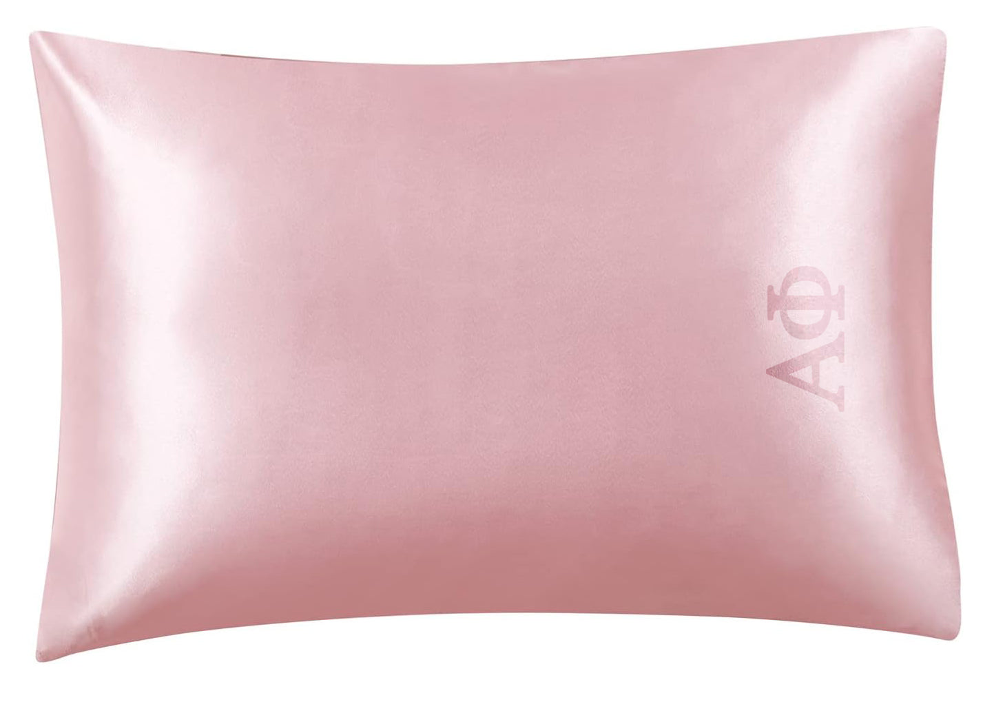 Alpha Phi Pink Embroidered Satin Pillowcase