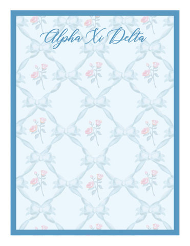 Alpha Xi Delta Floral Notepad