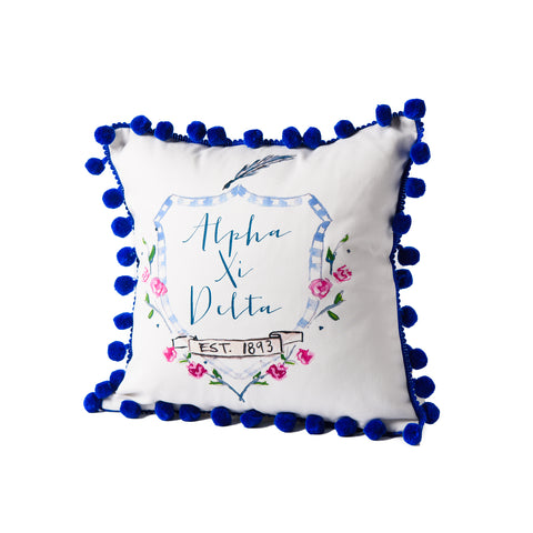 Alpha Xi Delta Pom Pom Pillow