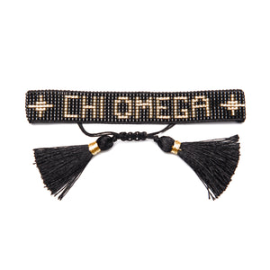 CHI O Black and Gold Metallic Beaded Bracelet
