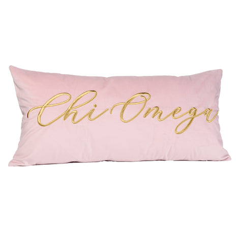 Chi Omega VINTAGE VEGAS Embroidered Lumbar Pillow
