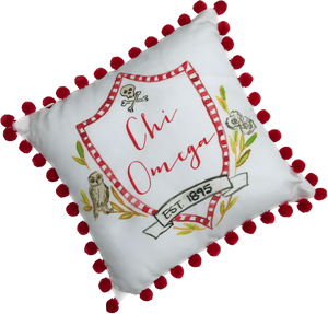 Chi Omega Pom Pom Pillow