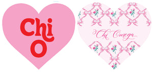 Chi O Double Sided Acrylic Heart Coaster