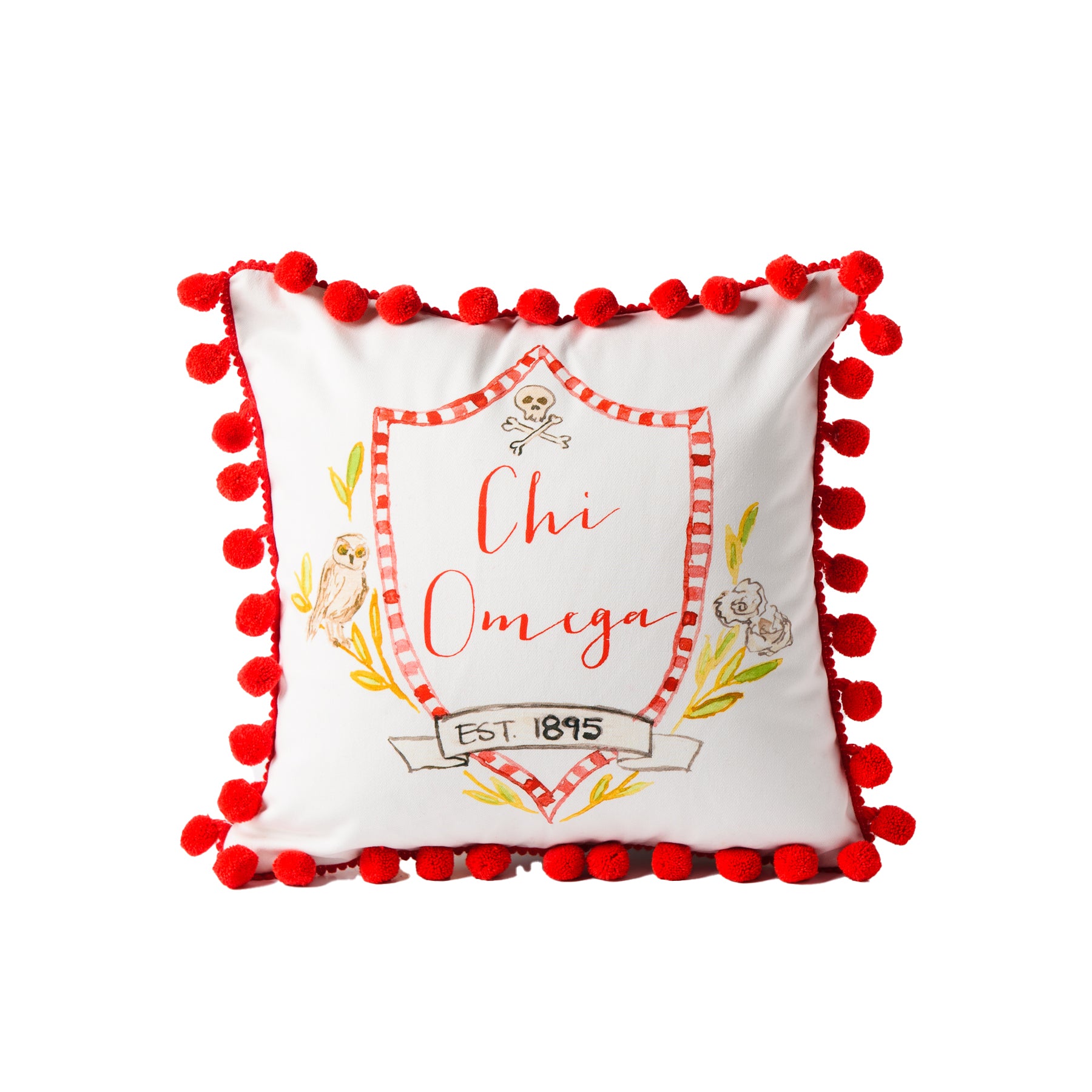 Chi Omega Pom Pom Pillow