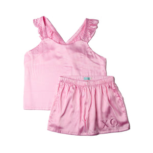 Chi Omega PINK PERFECTION Satin Set