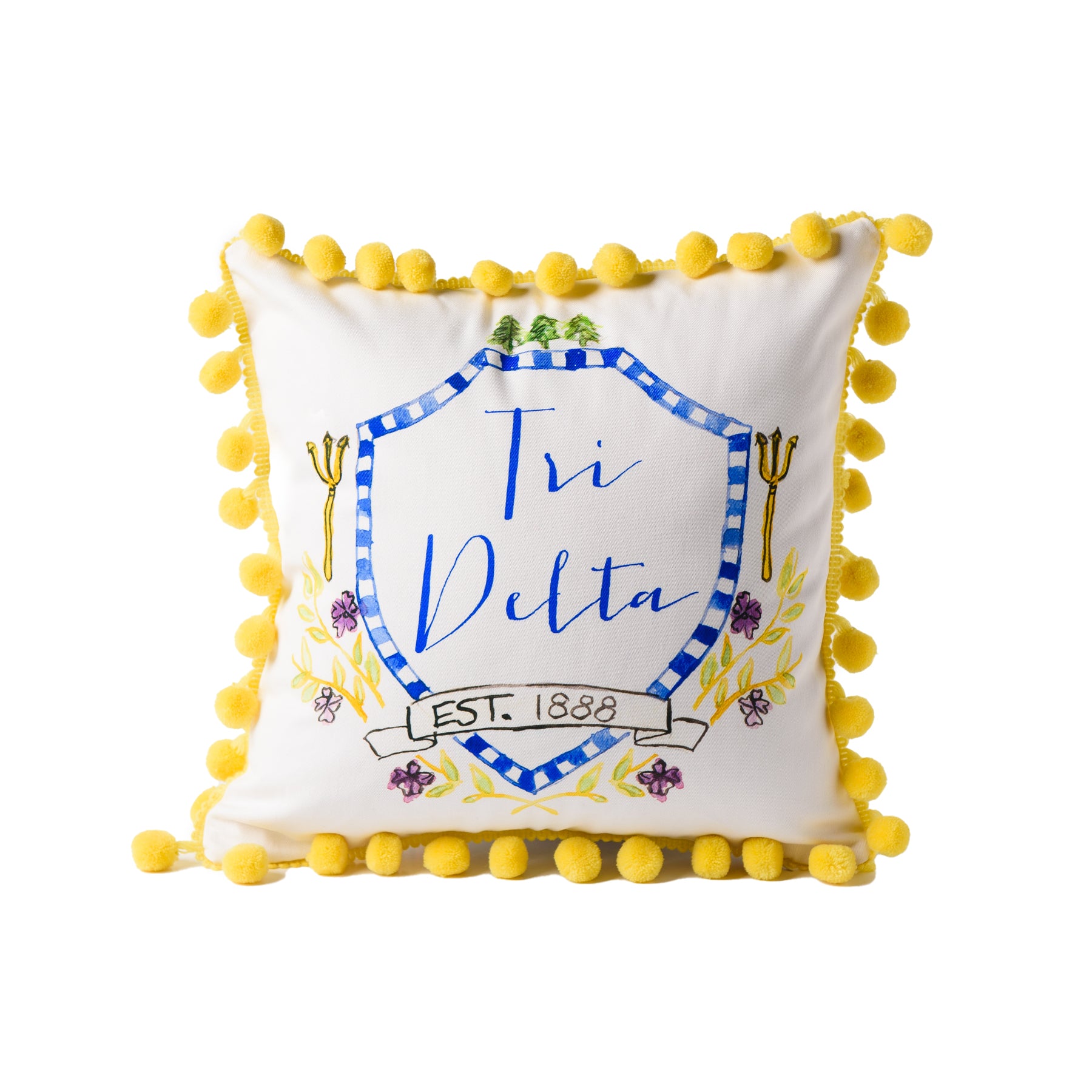 Delta Delta Delta Pom Pom Pillow