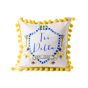 Delta Delta Delta Pom Pom Pillow