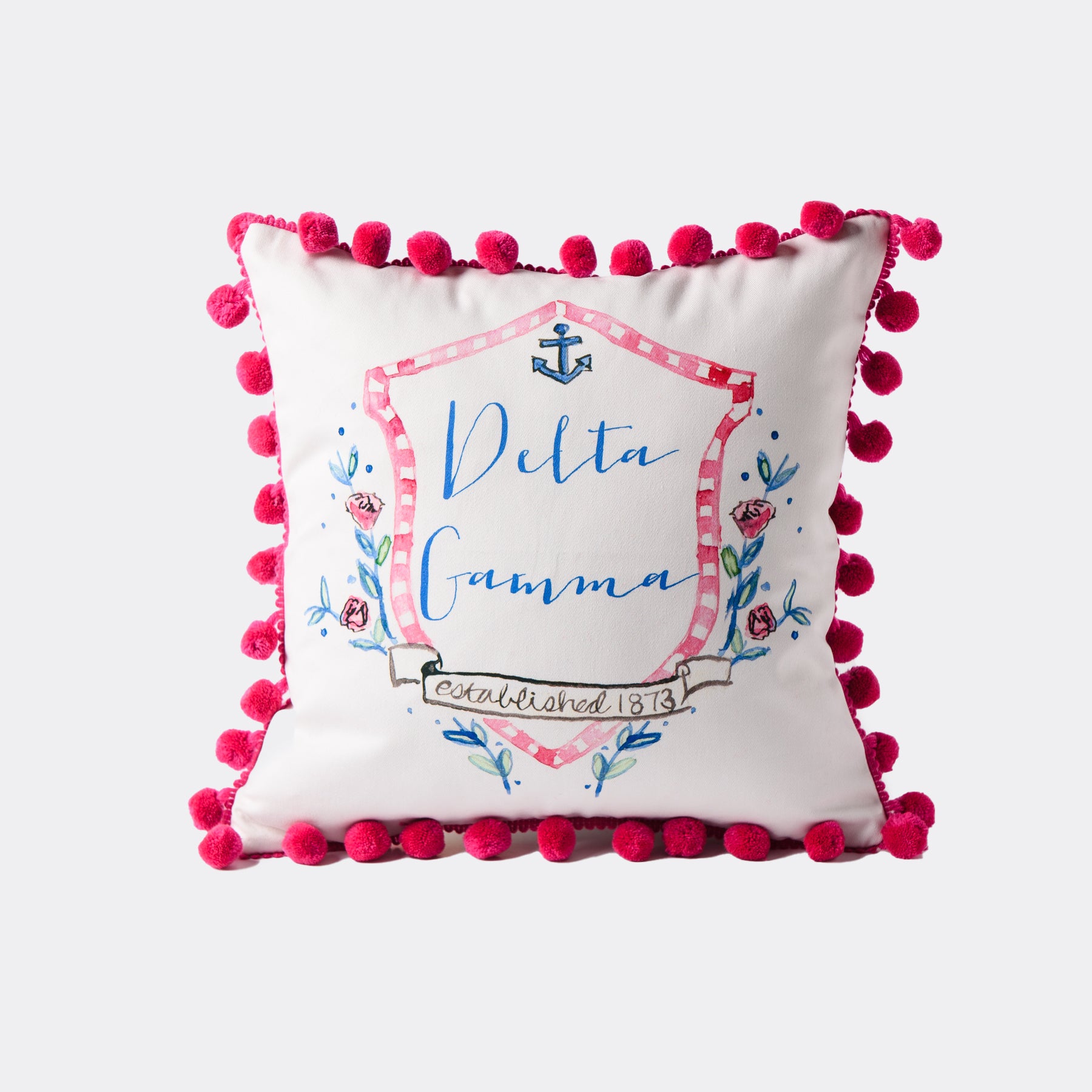 Delta Gamma Pom Pom Pillow – Over The Moon Greek