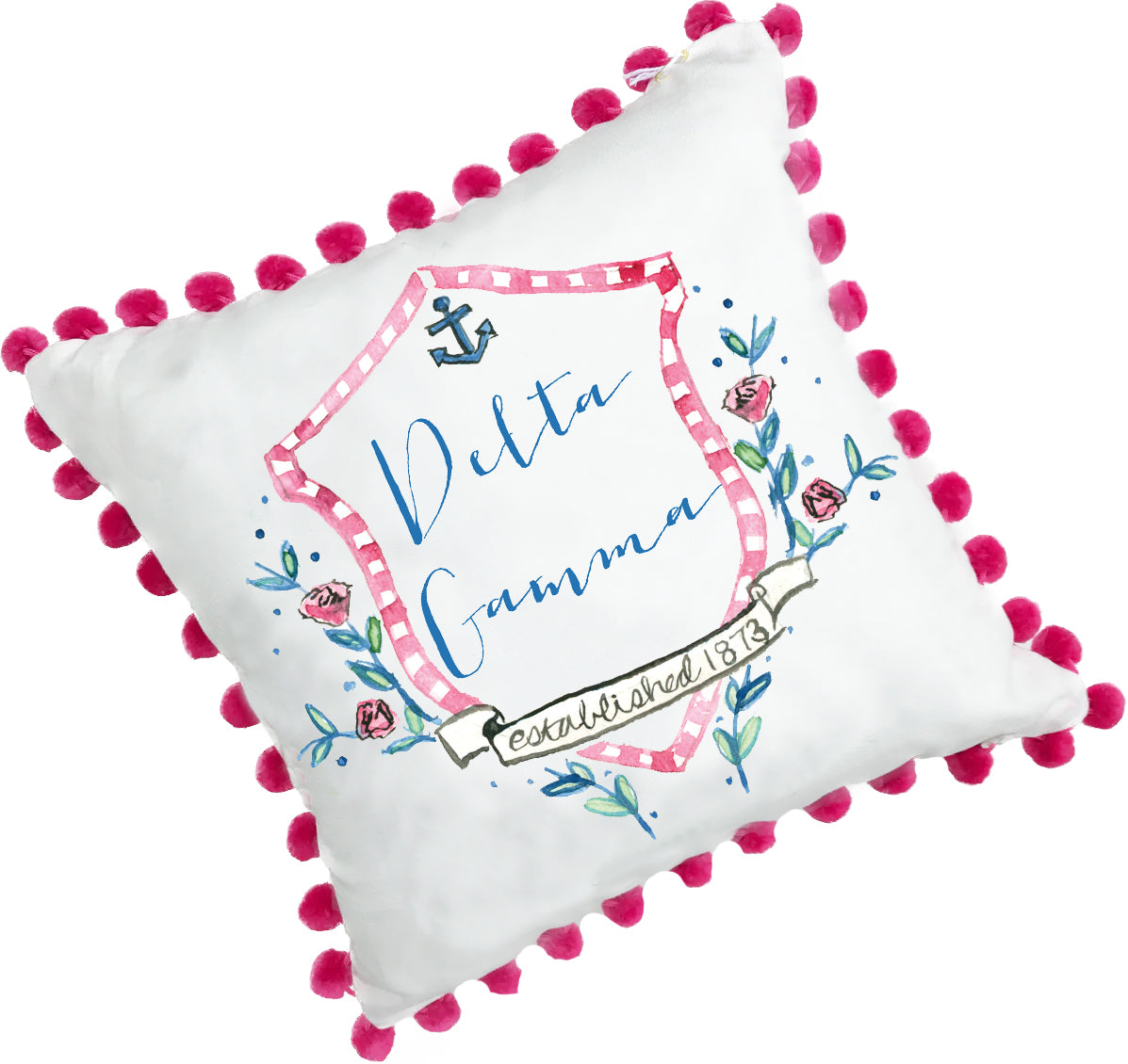Delta Gamma Pom Pom Pillow