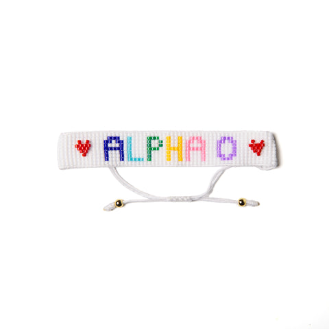 ALPHA O Rainbow Heart Beaded Bracelet