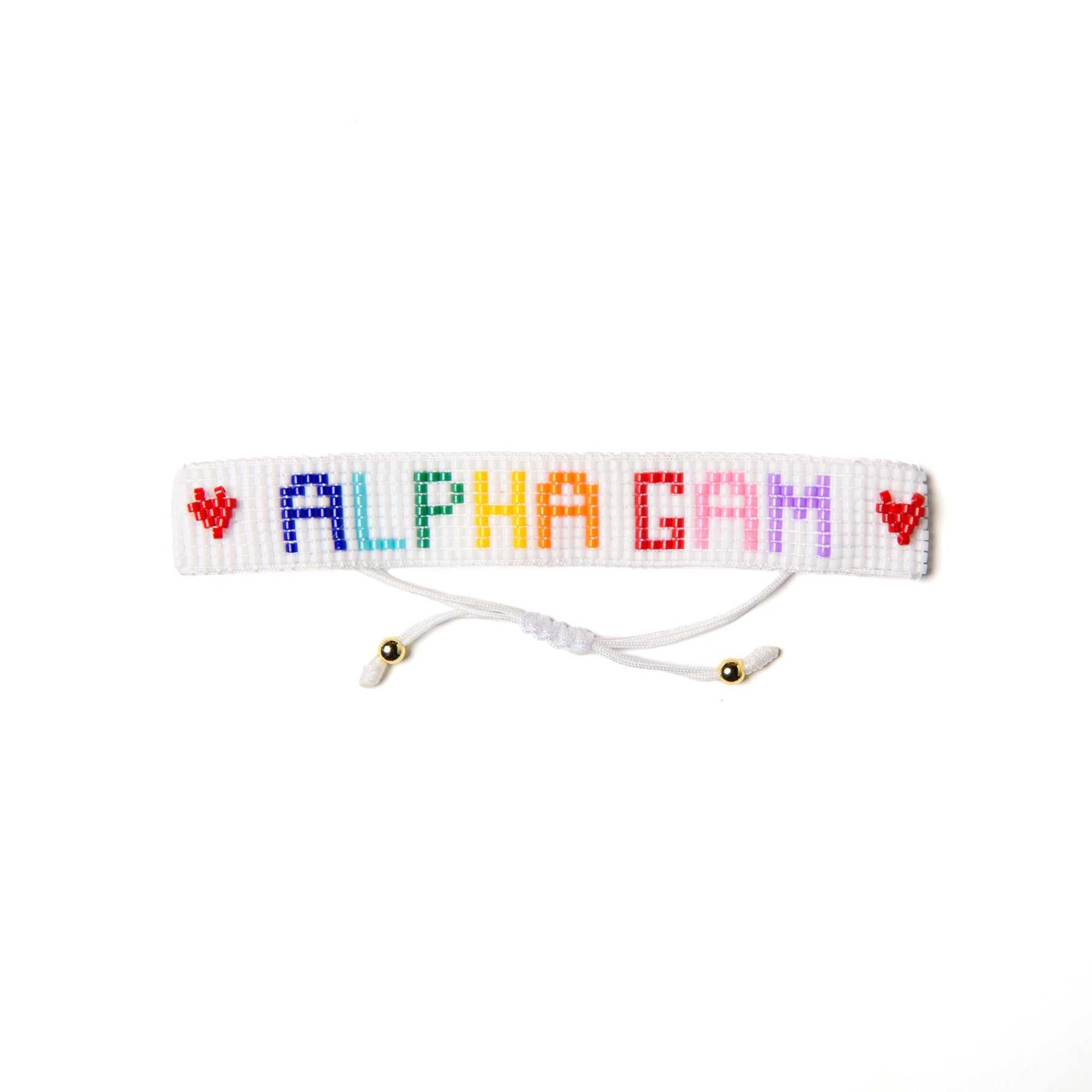 ALPHA GAM Rainbow Heart Beaded Bracelet