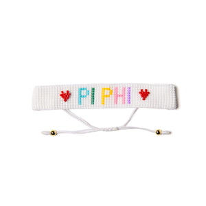 PI PHI Rainbow Heart Beaded Bracelet