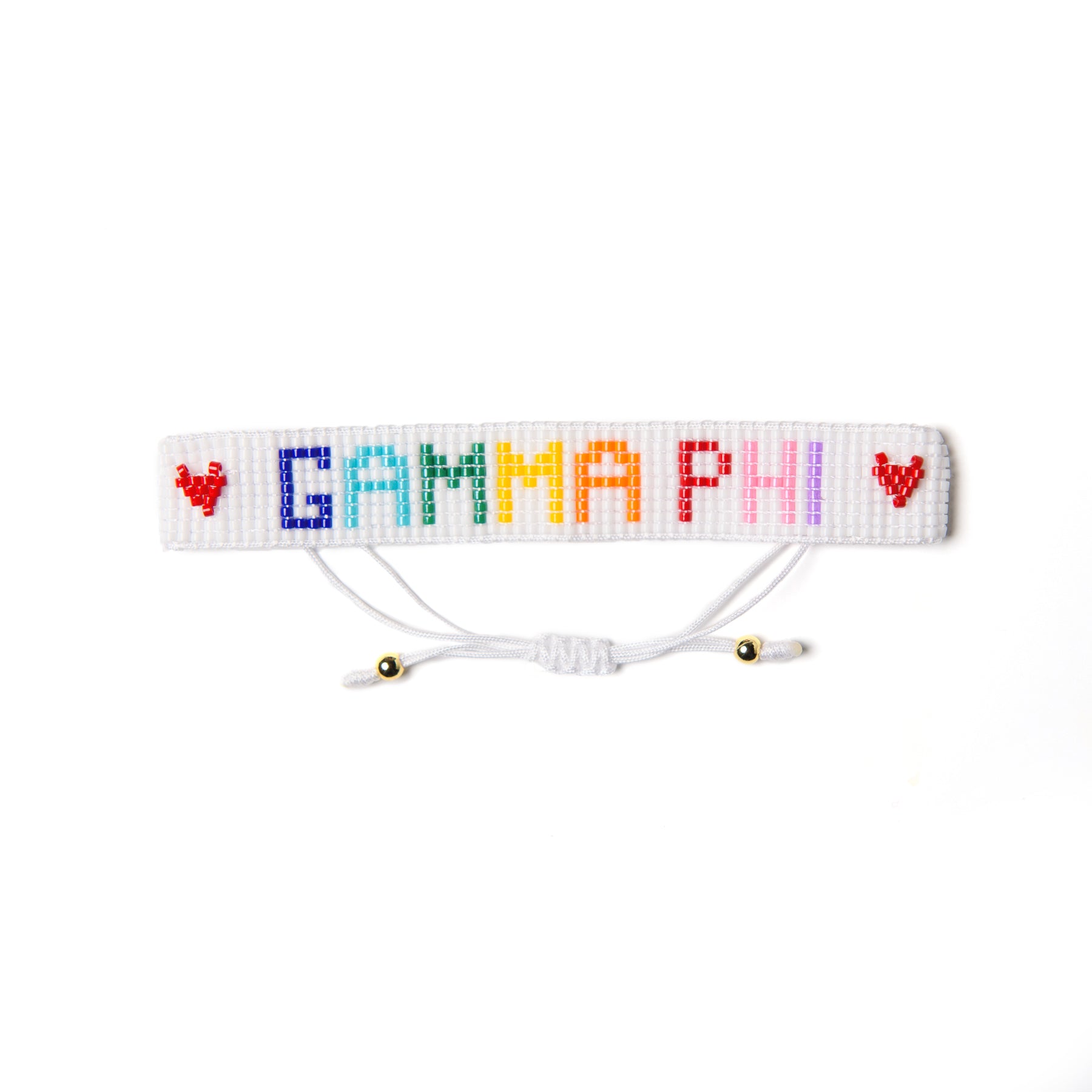 GAMMA PHI Rainbow Heart Beaded Bracelet