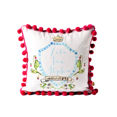 Zeta Tau Alpha Pom Pom Pillow