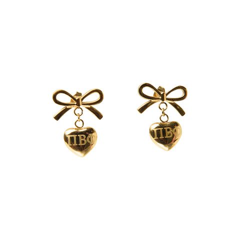 Pi Beta Phi Bow and Heart Earring