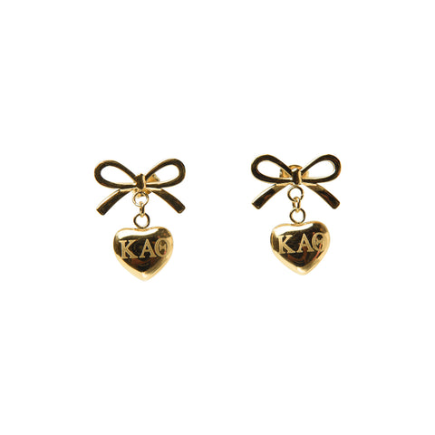 Kappa Alpha Theta Bow and Heart Earring