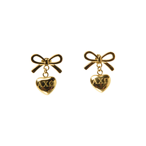 Alpha Chi Omega Bow and Heart Earring