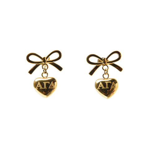 Alpha Gamma Delta Bow and Heart Earring