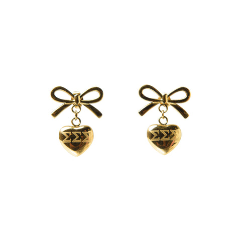 Sigma Sigma Sigma Bow and Heart Earring
