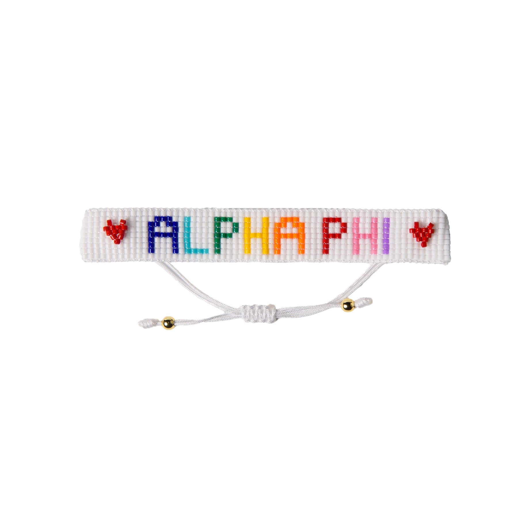 ALPHA PHI Rainbow Heart Beaded Bracelet