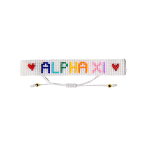 ALPHA XI Rainbow Heart Beaded Bracelet