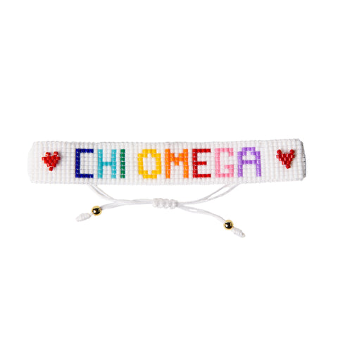 CHI OMEGA Rainbow Heart Beaded Bracelet