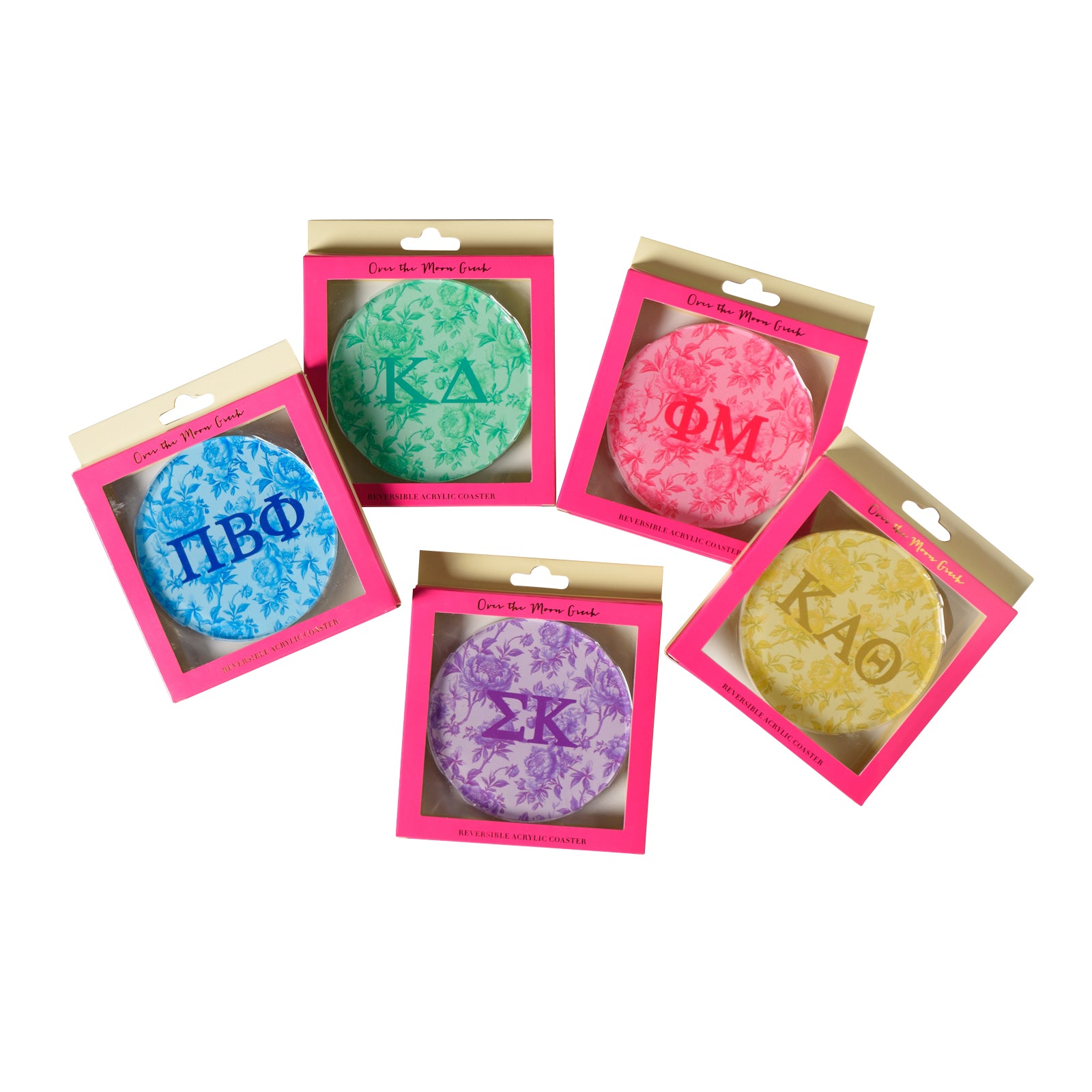 Sorority Reversible Sided Acrylic Floral Coaster