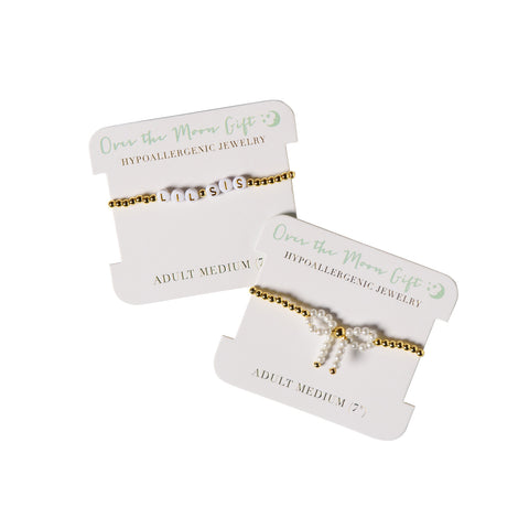 Sorority Big & Little Sis Gold Beaded Bracelets