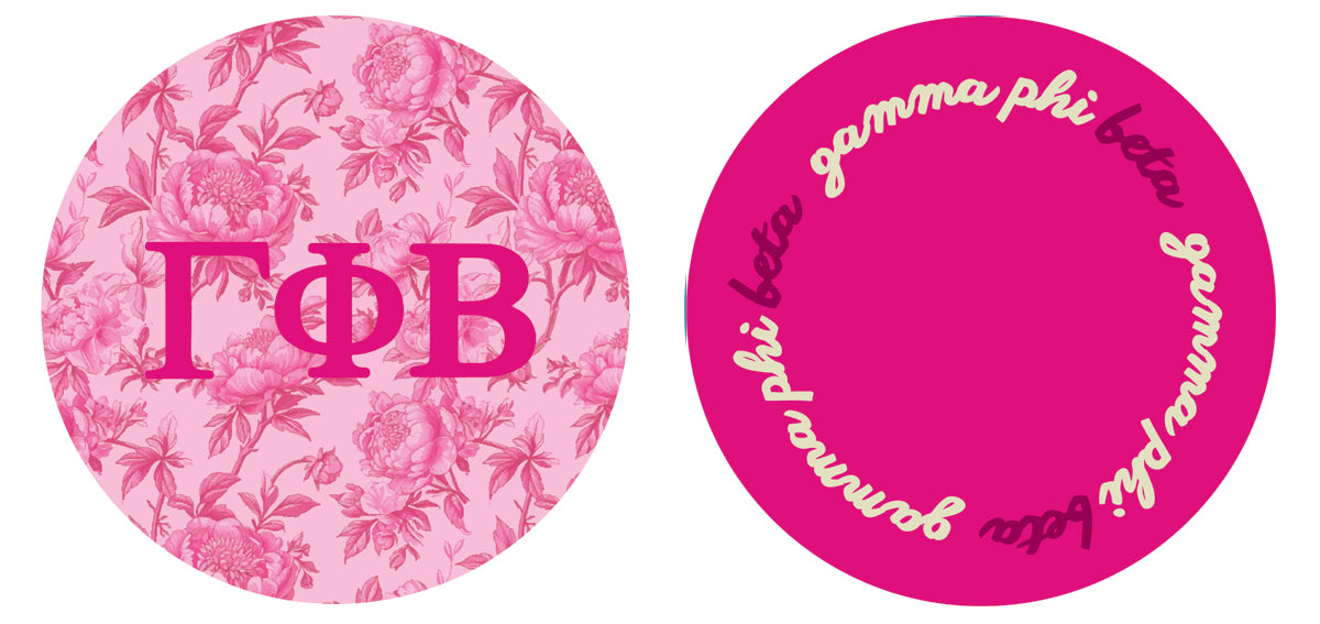 Gamma Phi Beta Reversible Sided Acrylic Floral Coaster