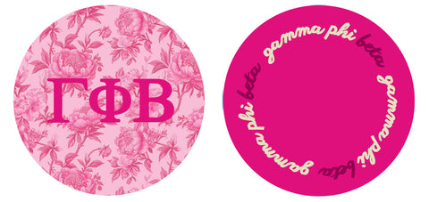 Gamma Phi Beta Reversible Sided Acrylic Floral Coaster