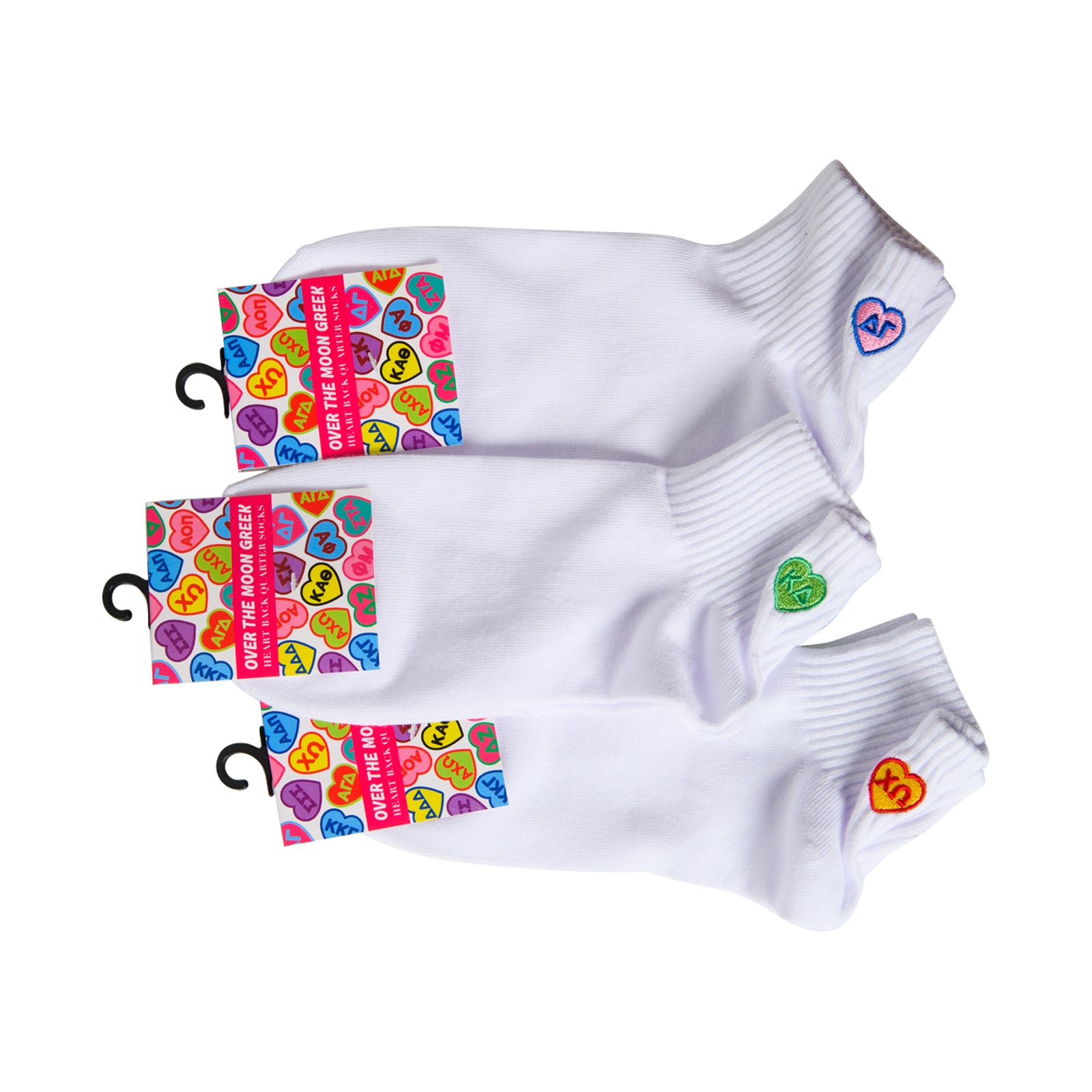 Sorority Heart Back Quarter Socks