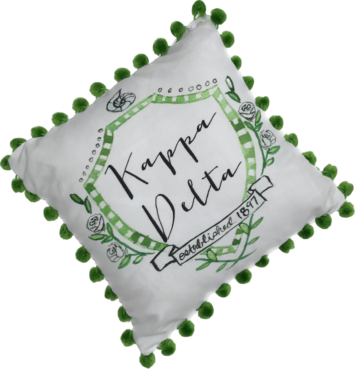 Kappa Delta Pom Pom Pillow